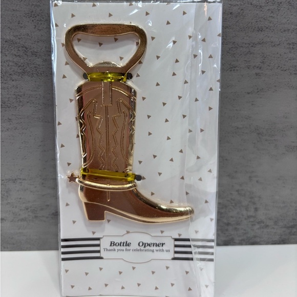 NWT Gold Colored Metal Western Country Cowboy Boot Cowgirl Boot Bottle Opener - Picture 1 of 3